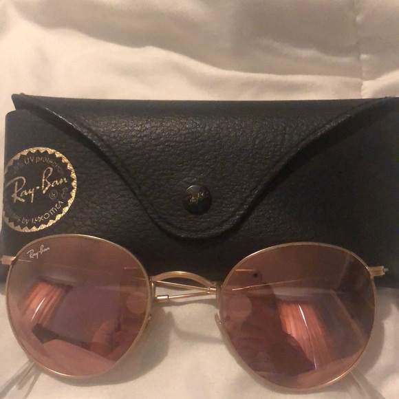 Rose-colored Ray Bans circle style - Picture 1 of 1